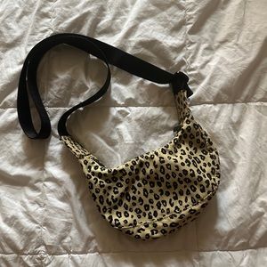 leopard print mini crescent bag